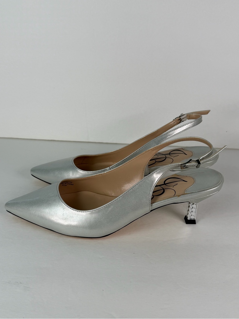 J. Reneé Florette Women’s 8.5M Silver Slingback Pointed Toe Dress Pumps - Picture 2 of 14